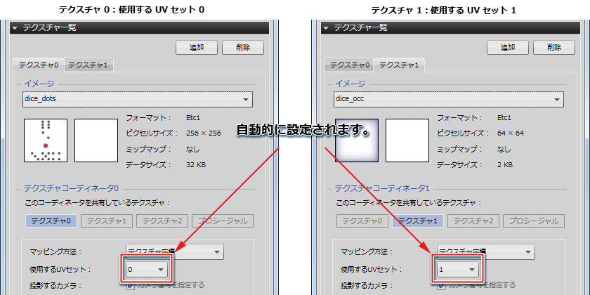 UVセットが自動的に設定