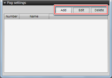 Rendering environment settings panel for fogs