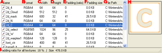 Texture List Detail View Format