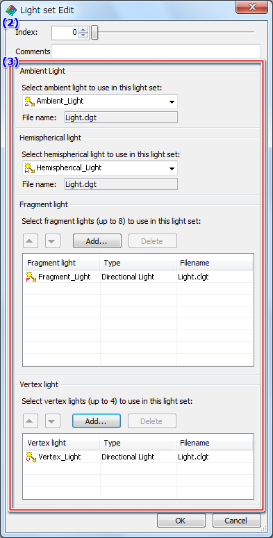 Add Light Set dialog
