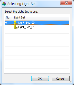 Configure using the Select Light Set dialog
