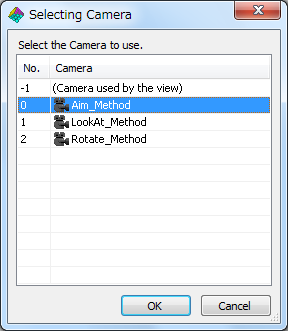 Setting the camera in the material Property window