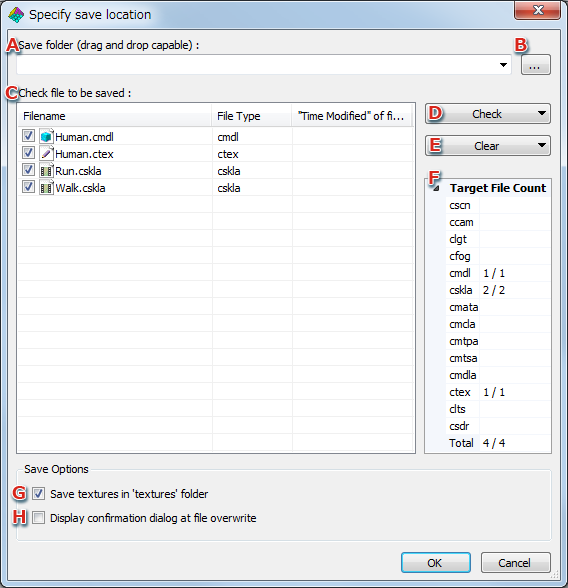 The Specify save location Dialog