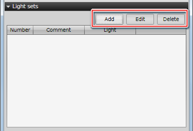 Rendering environment settings panel for light sets