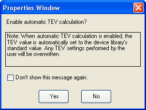Automatic TEV Calculation Setting Dialog Box