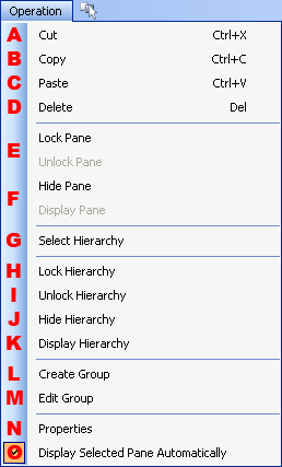 Function Menu in the Parent-Child Hierarchy Management Window